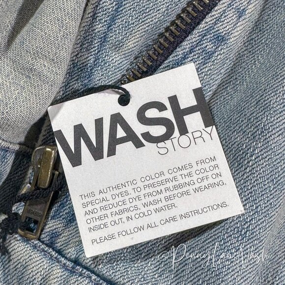 NWT Gap 1969 Denim Biker Jacket Beach Blue Size Medium - Picture 8 of 13